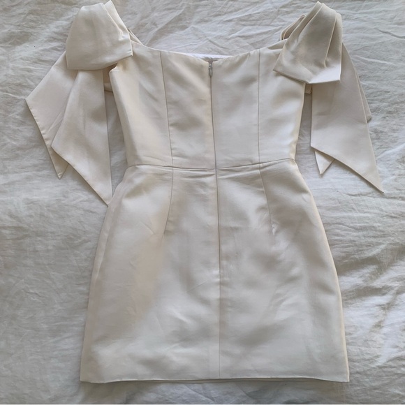 Alexia Maria Isabella Silk Wool Ribbon Bow Off Shoulder Mini Dress Bride Bridal - Picture 14 of 16